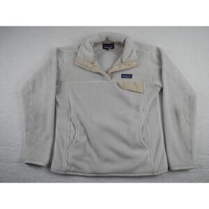 PATAGONIA Re-Tool Snap-T Fleece Pullover Womens Medium White Lightweight Outdoor